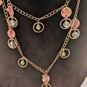 Chic Gold and Pink Layered Necklace